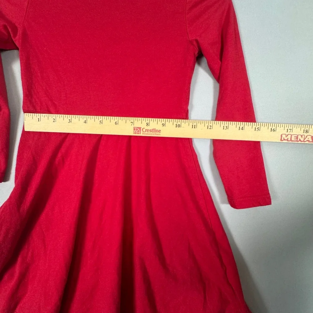 Children's Place Skater Dress Kids 5/6 Red New Heart Cutout Back Long Sleeve
